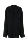 Balenciaga Black Satin Oversize Shirt In Black