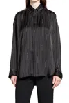 Balenciaga Pinstriped Black Button-down Shirt Women In Brown
