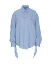 Balenciaga Light Blue Striped Shirt With Knotted Cuffs In Blue
