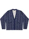 Balenciaga V-neck Logo-print Cardigan In Blue