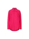 Balenciaga Regular Fit Long Sleeve Jacquard Logo Shirt In Fuchsia