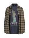 Balenciaga Light Khaki Green Cotton Layered Shirt In Green