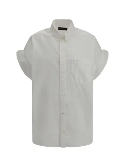 Balenciaga Women Oversized Shirt With Short Sleeves In White