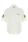 Balenciaga White Shirt With Logo Lettering On The Front And Logo Patch On The Sleeve In Cotton Man In White