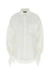 Balenciaga Oversized Knotted Cotton-poplin Shirt In White
