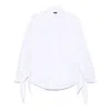 Balenciaga Oversized Knotted Cotton-poplin Shirt In White