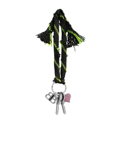 Balenciaga Shoelace Bb Key Chain In Black