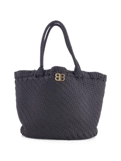 Pre-owned Balenciaga Shoelace Woven Fabric Large Tote Bag In Black