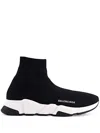 Balenciaga Black Stretch Fabric Speed 2.0 Sneakers In Black