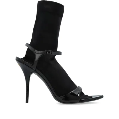 Balenciaga Avenue Sock Black Sandal In Patent Leather And Mesh