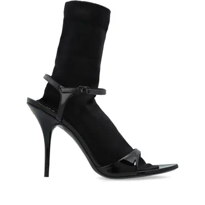 Balenciaga Avenue Sock Black Sandal In Patent Leather And Mesh