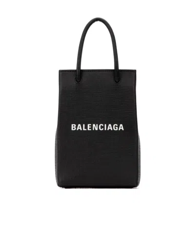 Balenciaga Shopping Phone Holder Bag In Black
