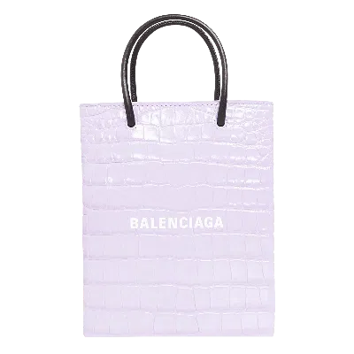 Pre-owned Balenciaga Shopping Phone Shoulder Bag 'lilac/white' In Purple