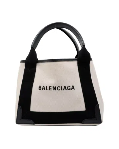 Balenciaga Shopping Small Canvas Beige In Black