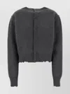 Balenciaga Short Cashmere Blend Cardigan With Frayed Edges In Gray