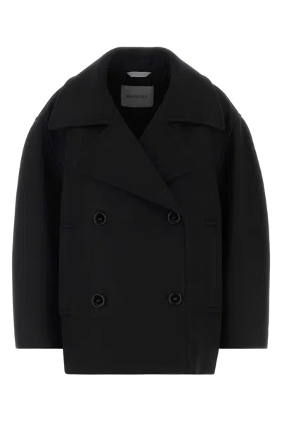 Balenciaga Short Cocoon Coat In Black