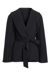 Balenciaga Short Double Face Wool Wrap Coat In Black