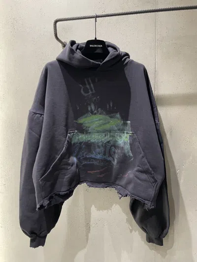 Balenciaga Short Hooded Sweater In Black