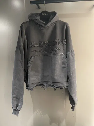 Balenciaga Short Hooded Sweater In Black