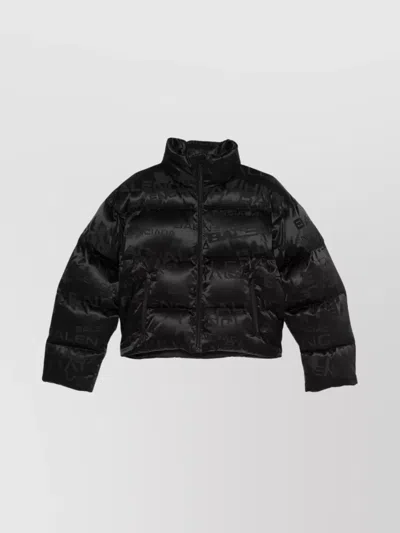 Balenciaga Short Puffer Jacket High Collar In Black