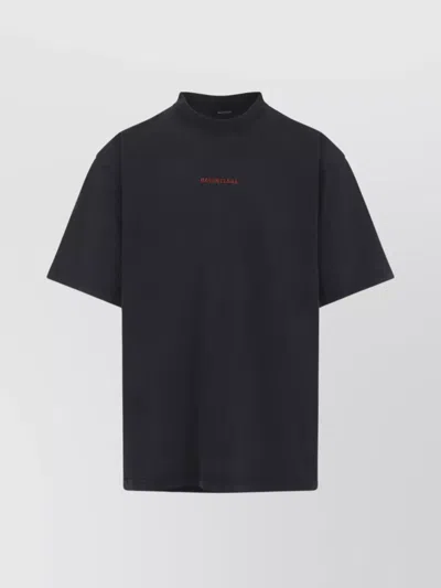 Balenciaga Logo Lettering Crewneck T-shirt In Black