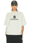 Balenciaga Cotton Tshirt With Logo Print In White