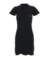 Balenciaga Black Mini Dress With Polo Shirt Style Collar And Logo Detail On The Front In Cotton Woma In Black