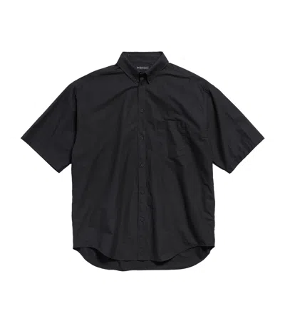 Balenciaga Short-sleeve Logo Shirt In Black