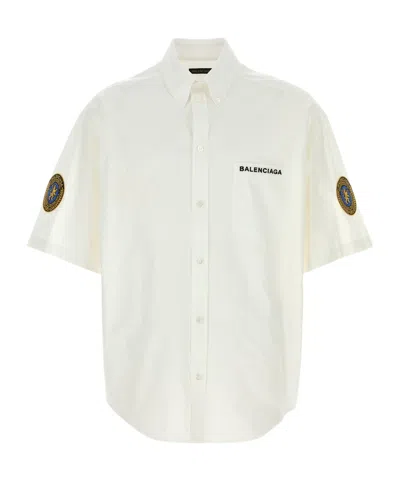 BALENCIAGA BALENCIAGA LOGO EMBROIDERED SHORT-SLEEVED SHIRT