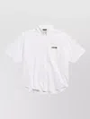 Balenciaga Short Sleeve Silk Blend Button Down Shirt In White
