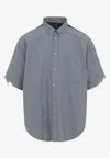 Balenciaga Breezy Linen-cotton Blend Short-sleeve Shirt In Gray