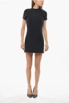 Balenciaga Short Sleeved Corseted Mini Dress In Black