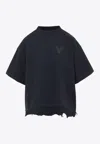 Balenciaga Black T-shirt With Logo Embroidery On The Front And Maxi Logo Lettering On The Rear In Cotton Woman