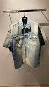 Balenciaga Short-sleeved Denim Shirt In Blue