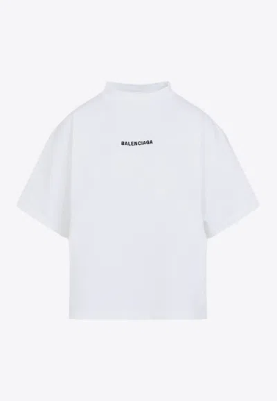 Balenciaga Cropped Logo T-shirt In White