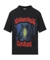 Balenciaga Medium Fit Graphic Crew Neck T Shirt In Black