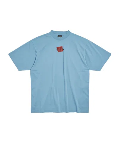 Balenciaga Short-sleeved T-shirt In Gray-blue