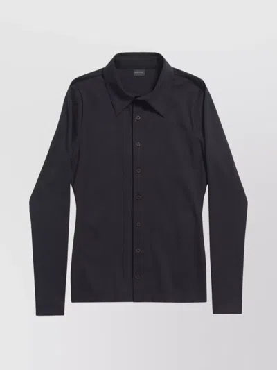 Balenciaga Short Sleeves Stretch-jersey Straight Hem In Black