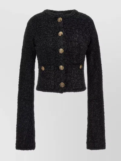 BALENCIAGA SHORT TWEED KNIT CARDIGAN