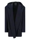 Balenciaga Men Short Coat With Hood In Blue