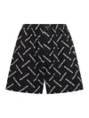 Balenciaga Cotton Shorts With Allover Logo In Black