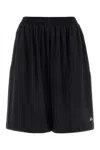 Balenciaga Black Stretch Nylon Bermuda Shorts In Black
