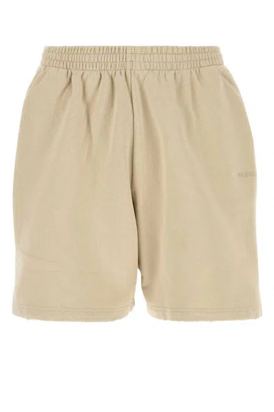 Balenciaga Sand Cotton Bermuda Shorts In Brown