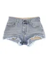 Balenciaga Denim Shorts With Belt Loops And Distressed Detailing