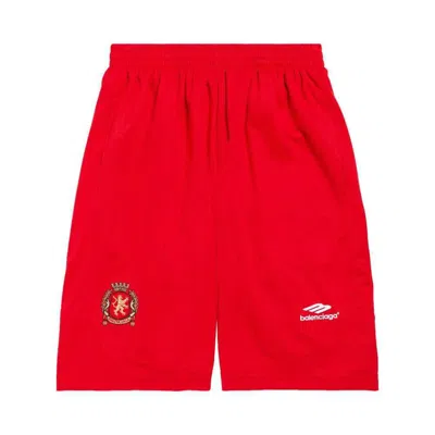 Balenciaga Logo-embroidered Track Shorts In Red