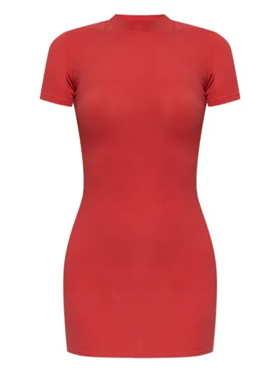 Balenciaga Short-sleeve Crew-neck Mini Dress In Red