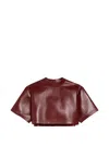 Balenciaga Cropped Leather Top Mock Neck Design In Brown