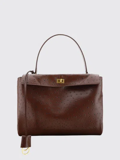 Balenciaga Rodeo Medium Ostrich-embossed Top-handle Bag In 2053 Chocolate