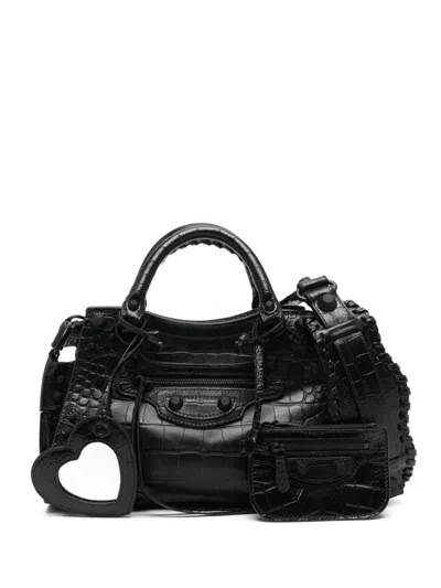 Balenciaga Shoulder Bag In Leather In Black