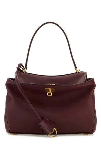 Balenciaga Burgundy Leather Small Rodeo Handbag In Darkburgundy